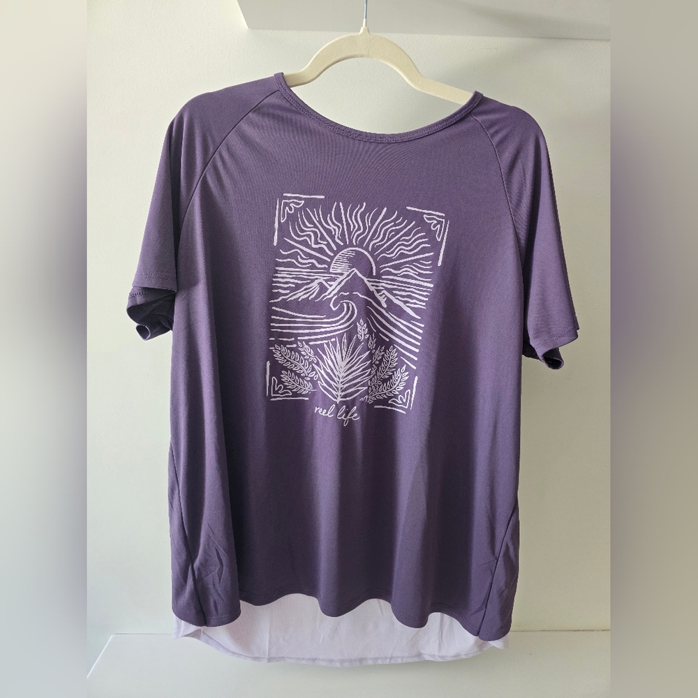 Reel Life Purple Jax Beach Split Back Shirt XXL NWT